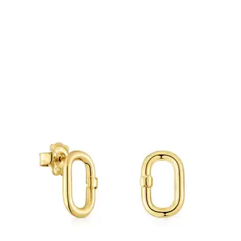 Oferta de Pendientes pequeños con baño de oro 18 kt sobre plata Hold Oval por 89€ en Tous