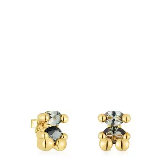 Oferta de Pendientes motivo oso con baño de oro 18 kt sobre plata y espinela verde creada en laboratorio 13 mm Color Bear LGG por 249€ en Tous