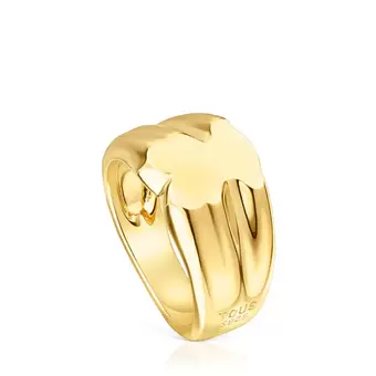 Oferta de Anillo sello oso 10 mm con baño de oro 18 kt sobre plata Sweet Dolls por 149€ en Tous