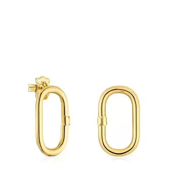 Oferta de Pendientes cortos con baño de oro 18 kt sobre plata Hold Oval por 149€ en Tous