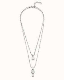 Oferta de Silver pendant with 2 chains and key and padlock charms por 150€ en Uno de 50