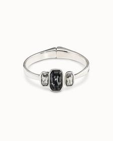 Oferta de Sterling silver-plated bracelet with hidden spring, 2 lateral white and 1 central gray crystals por 250€ en Uno de 50
