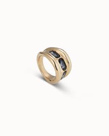 Oferta de 18K gold-plated ring with 3 gray crystals por 170€ en Uno de 50