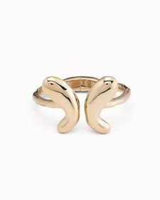 Oferta de Rigid 18K gold-plated bracelet with an open design and a central butterfly. por 265€ en Uno de 50