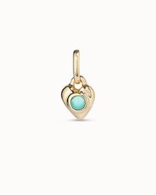 Oferta de Gold-plated men heart shaped charm with turquoise murano glass in the middle por 65€ en Uno de 50