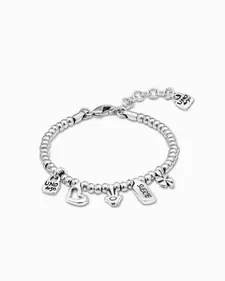 Oferta de Sterling silver-plated bracelet with heart, clover and hand charm por 75€ en Uno de 50