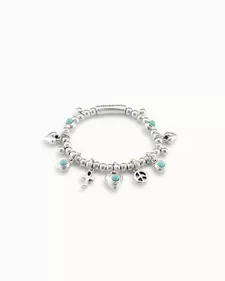 Oferta de Sterling silver-plated beads bracelet with 5 murano glass charms por 110€ en Uno de 50