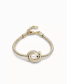 Oferta de 18k gold-plated one strand elastic bracelet with double moon bead por 175€ en Uno de 50