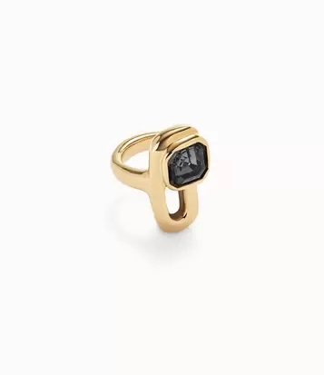 Oferta de 18k gold-plated ring with black crystal por 205€ en Uno de 50