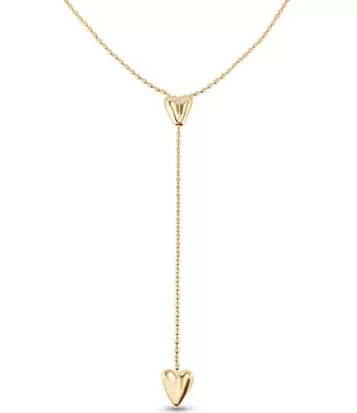 Oferta de 18K gold-plated chain with two hearts, one adjustable in the center. por 310€ en Uno de 50