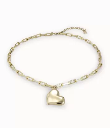 Oferta de 18K gold-plated short necklace with medium sized link chain and medium sized heart por 250€ en Uno de 50