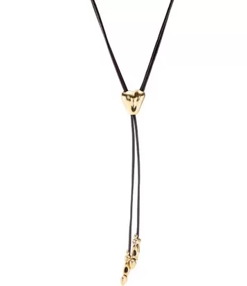 Oferta de Leather chain with 18K gold-plated figures. Adjustable heart in the center. por 210€ en Uno de 50