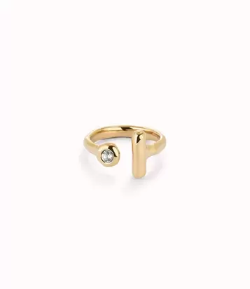 Oferta de Open 18K gold-plated ring with white topaz por 130€ en Uno de 50