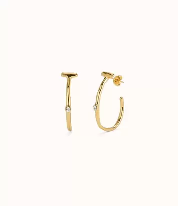 Oferta de 18K gold-plated hoop earrings with white topaz por 130€ en Uno de 50