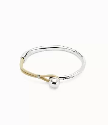 Oferta de Semi-rigid sterling silver-plated bracelet with ivory leather por 90€ en Uno de 50