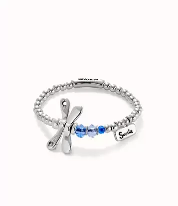 Oferta de Elastic bracelet with sterling silver plated dragonfly with blue crystals por 80€ en Uno de 50