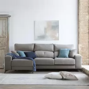 Oferta de Zent sofá chaise longue reversible 4 plazas gris con almacenaje por 977€ en Banak Importa