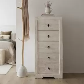 Oferta de Oblak sinfonier de madera maciza de araucaria blanco shabby por 509€ en Banak Importa