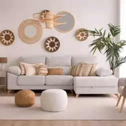 Oferta de Dandy sofá chaise longue derecha 4 plazas beige con almacenaje por 1169€ en Banak Importa