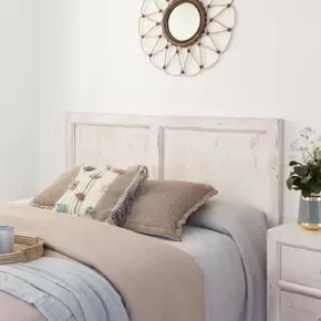 Oferta de Soho cabecero de madera maciza de araucaria para cama de 150 y 160 en color blanco decay por 249€ en Banak Importa