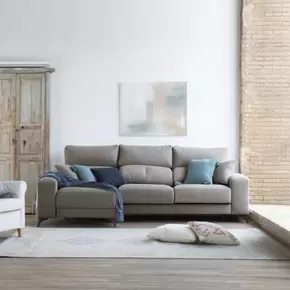 Oferta de Evans sofá chaise longue izquierda 4 plazas gris con almacenaje por 999€ en Banak Importa