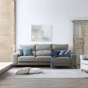Oferta de Evans sofá chaise longue derecha 4 plazas gris con almacenaje por 999€ en Banak Importa