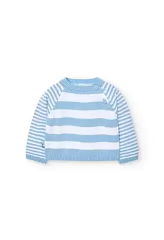 Oferta de Jersey de tricotosa listado de bebé en azul celeste por 25,95€ en Boboli