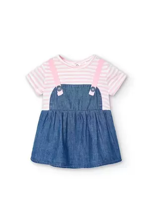 Oferta de Vestido denim combinado de bebé en azul por 14,95€ en Boboli