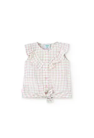 Oferta de Blusa viscosa de cuadros de bebé niña por 12,95€ en Boboli