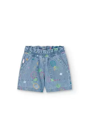 Oferta de Bermudas denim de bebé niña en estampado color verde por 11,45€ en Boboli