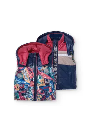 Oferta de Chaleco reversible para bebé niño con estampado azul marino por 49,95€ en Boboli