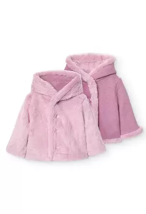 Oferta de Chaqueta reversible con pelo para bebé niña en rosa por 39,95€ en Boboli