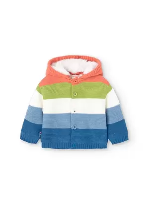 Oferta de Chaqueta de tricotosa para bebé estampado a rayas en color coral por 35,95€ en Boboli