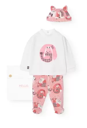 Oferta de Conjunto de algodón para bebé con estampado animales en rosa por 29,95€ en Boboli