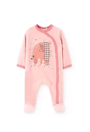 Oferta de Pelele de terciopelo para bebé niña en rosa por 25,95€ en Boboli