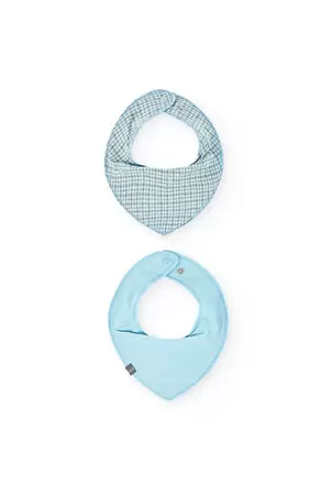 Oferta de Pack de dos baberos para bebé con estampado de cuadros en azul por 12,95€ en Boboli