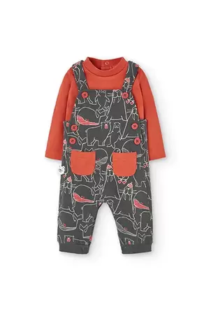 Oferta de Conjunto de body y peto de algodón para bebé niño en color naranja por 35,95€ en Boboli