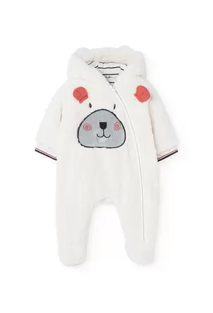 Oferta de Pelele de pelo para bebé niño en blanco y con estampado por 45,95€ en Boboli