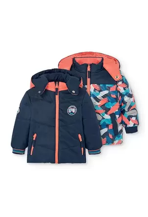 Oferta de Parka reversible para bebé niño estampado azul marino por 55,95€ en Boboli