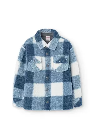 Oferta de Camisa de borreguito para niño de cuadros en blanco y tonos azules por 49,95€ en Boboli