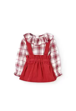 Oferta de Conjunto de camisa viella y falda de pana para bebé niña en granate por 49,95€ en Boboli