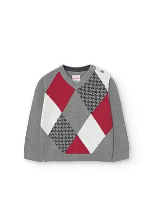 Oferta de Jersey de tricotosa para bebé niño con estampado de rombos por 32,95€ en Boboli