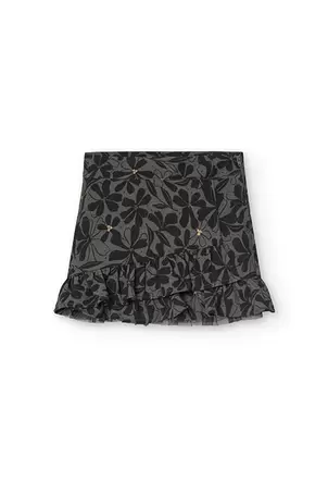 Oferta de Falda para niña con estampado de flores en negro por 25,95€ en Boboli