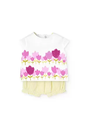 Oferta de Conjunto de punto para bebé niña en blanco con estampado de flores por 29,95€ en Boboli