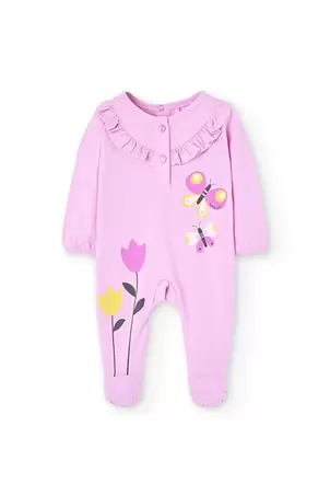 Oferta de Pelele de punto para bebé niña en color rosa con estampado de mariposas y flores por 25,95€ en Boboli