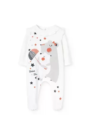 Oferta de Pelele de terciopelo para bebé niña en blanco con estampado de estrellas por 12,95€ en Boboli