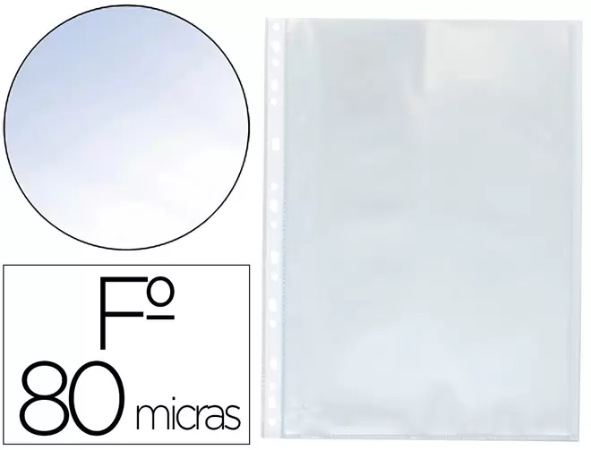 Oferta de Funda multitaladro q-connect folio 80 mc cristal caja de 100 unidades por 13,47€ en Carlin