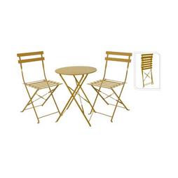 Oferta de Set de jardín plegable de mesa y 2 sillas de metal mostaza Bistro por 119€ en Casa Viva