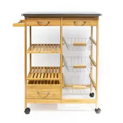 Oferta de Carro de cocina de madera bambú 74x37x86cm por 129€ en Casa Viva