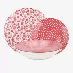 Oferta de Vajilla de 12 piezas de porcelana rosa Galik por 39,99€ en Casa Viva